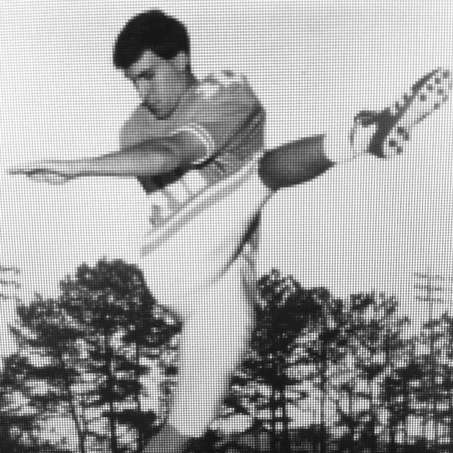 black and white image of kicker