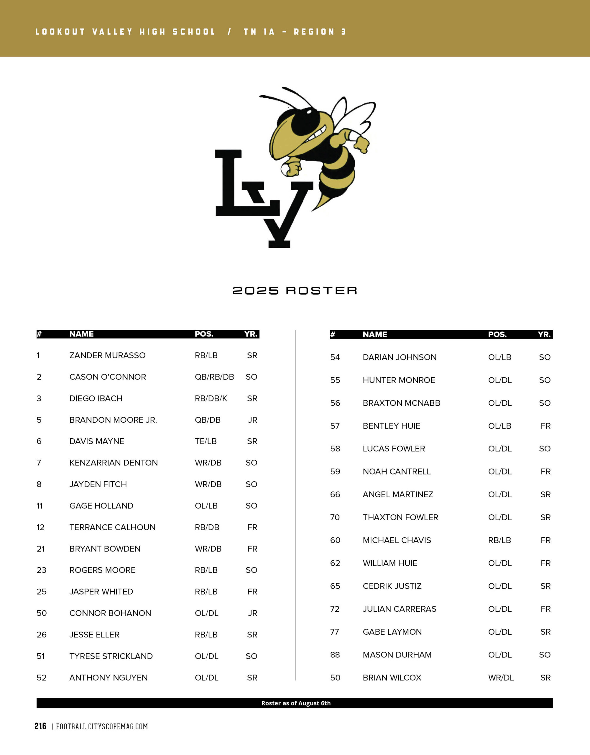 Lookout Valley 2025 roster. 