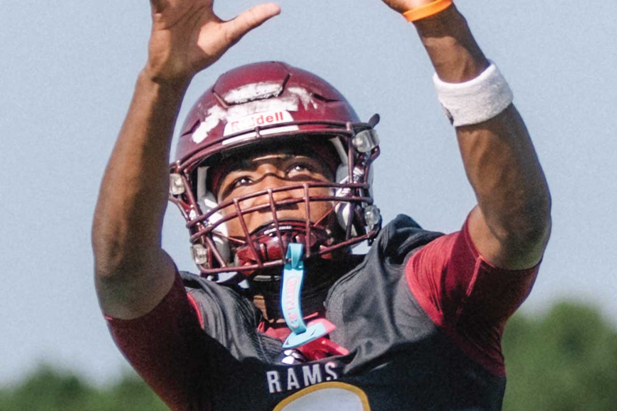 closeup of football player