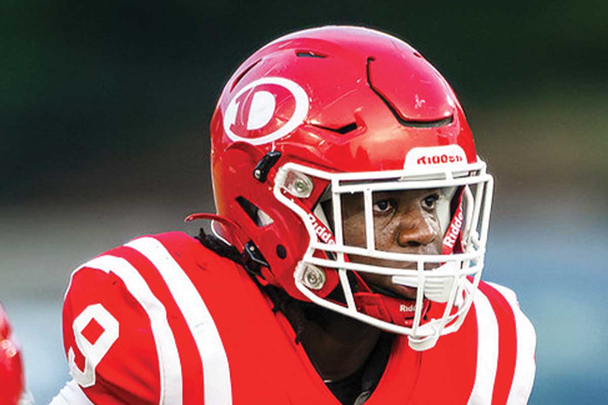 closeup of football player