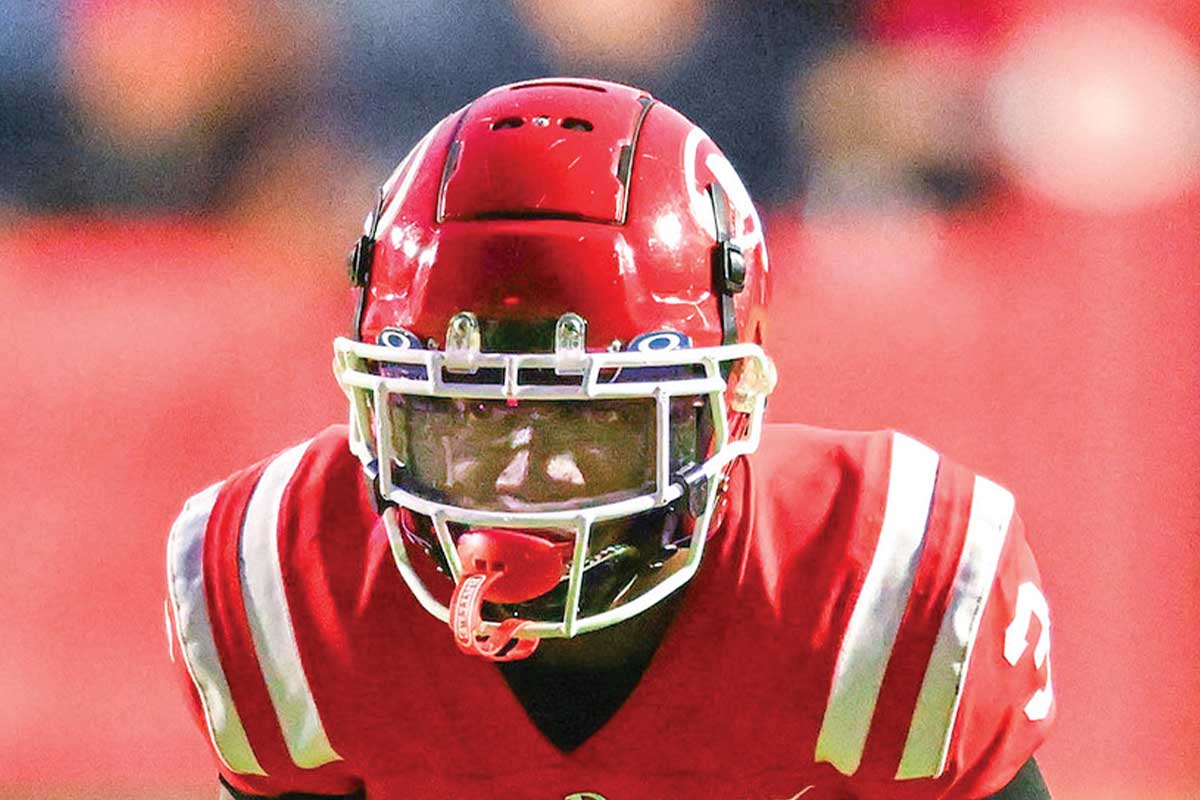closeup of football player