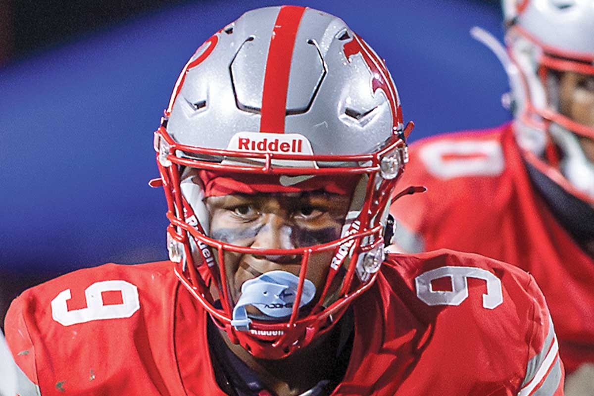 closeup of football player