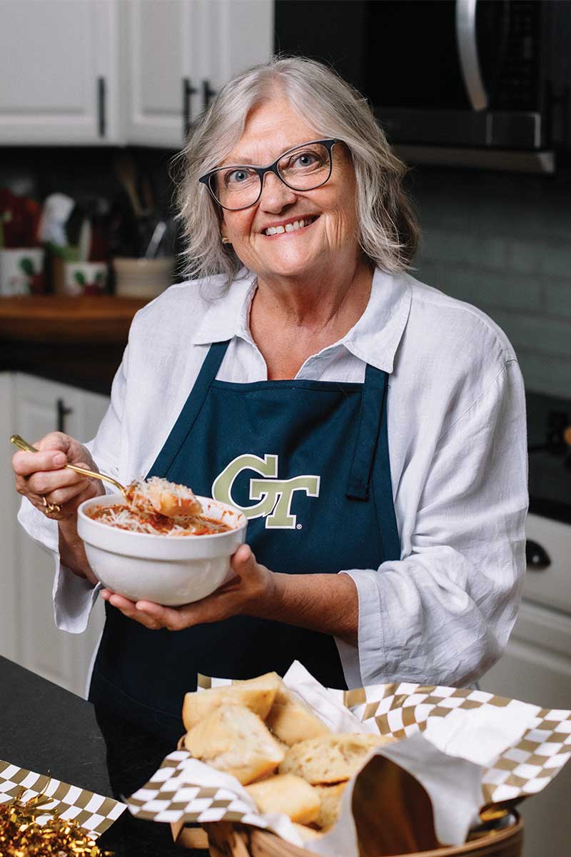 Sandy Adams holding her dish